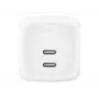 Indoor AC fast charger Belkin WCH020KQ2MWH-B6 — 2x USB‑C, 2 m integrated cable, white