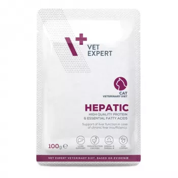 Wet cat food VETEXPERT Hepatic Chicken 100 g — veterinary diet for liver support, adult cats, moisture 79%, protein 8%