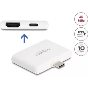 DELOCK USB Type-C adapter to HDMI 4K 60 Hz with data and PD 94 W (Model 61087)