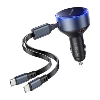 Car charger Vention FFOB0 30W with USB‑C to Lightning cable, 30 W output for iPhone charging
