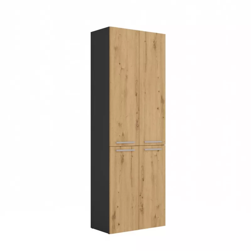 Topeshop NEL 2K DD ANT/ART KP bathroom storage cabinet Graphite, Oak