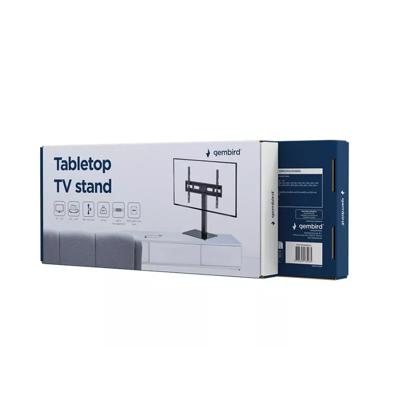 Gembird TVS-D75S-01 Tabletop TV Stand, 37-75 inch, Black