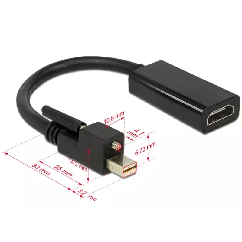 Video Cable Adapter DeLOCK 62640 Mini DisplayPort to HDMI 0.25m Black
