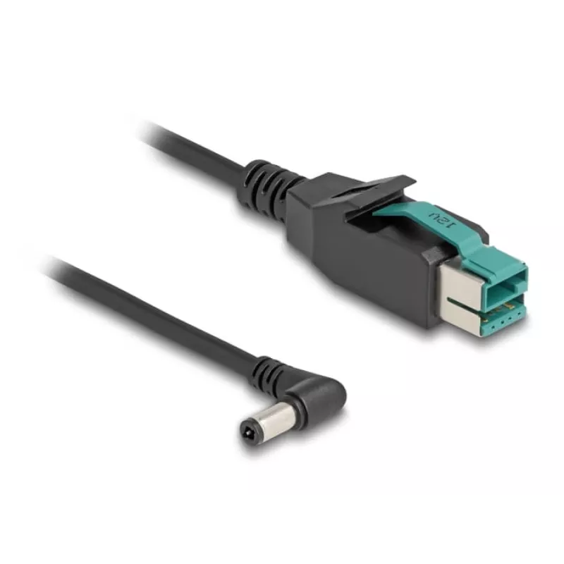 DeLOCK PoweredUSB cable male 12 V to DC 5.5 x 2.5 mm male angled 1 m