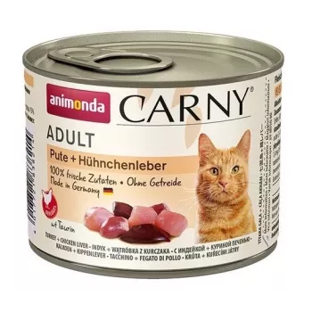 Canned cat food Animonda Carny Turkey + Chicken Liver Adult Grain Free 200 g, 11% protein, 6% fat