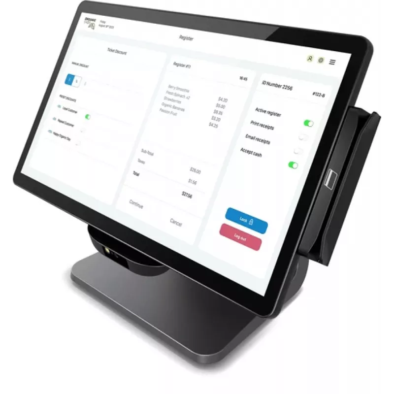 Elo E-Series 3, 8GB RAM, 128GB SSD, WiFi, 39,6cm (15,6''), Full HD, USB, USB-C, RS232, BT, Ethernet, Intel Celeron, SSD, Kit (RS232), black POS System, Display Diagonal: 39,6
