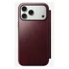 Mobile phone cover Nomad Modern Leather Folio for iPhone 17 Pro Max — leather, TPU, PC, aluminium, burgundy, 16 cm (6.3 inch)