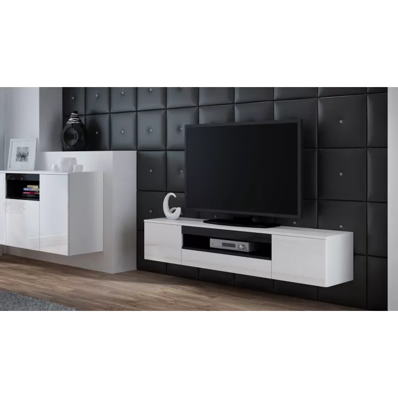 Cama TV stand VIVA 180 white/white gloss + black