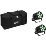 LED PAR light set EUROLITE 2x AKKU PAR 6 QCL, battery-powered portable stage wash lights