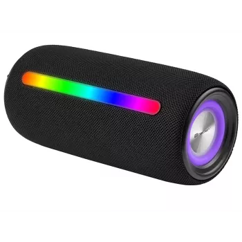 Stereo portable speaker TRACER Stripe Black — 10 W RMS, Bluetooth/Wired, USB-A & USB-C, MicroSD, built-in battery (up to 5 h)