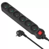 Power extension MACLEAN MCE225 — 1.5 m cable, 6 Type F AC outlets, indoor, black