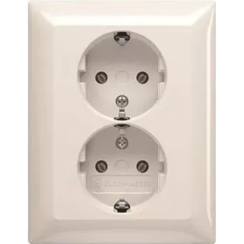 BUSCH JAEGER BJ 202 EUJ-914 SCHUKO® Double Socket. full cover plate