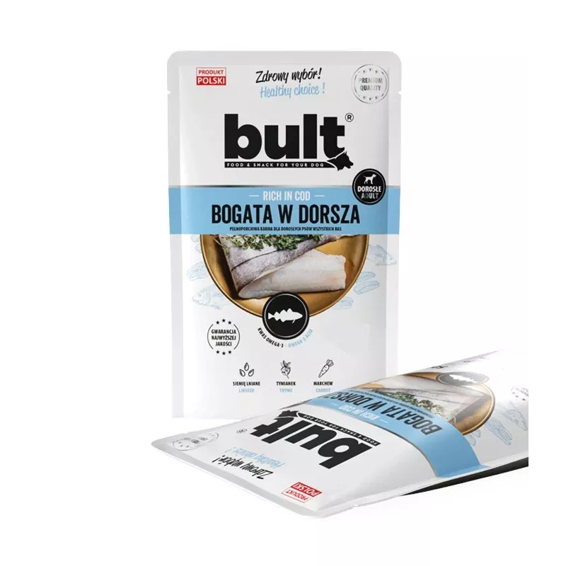 Wet dog food BULT Rich in cod 100 g pouch, adult dogs, fish flavor, soy- and gluten-free