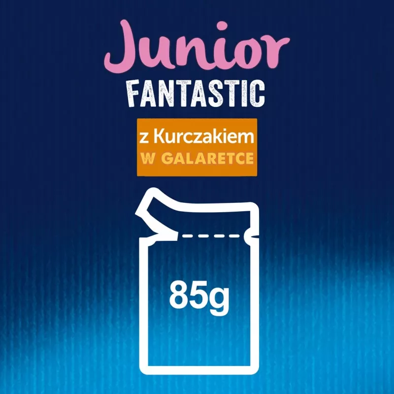 Wet cat food Purina Nestlé Felix Fantastic Junior 85 g pouch — chicken, 77.5% moisture, 13.5% protein