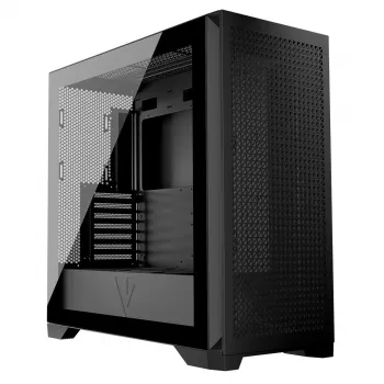 PC Case MODECOM VOLCANO EXPANSE T Midi Tower, tempered glass, USB-C, supports micro ATX, GPU up to 430 mm, CPU cooler up to 180 mm, 3x3.5 inch bays, 2x2.5 inch, black