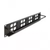 DeLOCK 88195 D-Type 19-inch patch panel with 4 plates, 16 ports, 2U, black