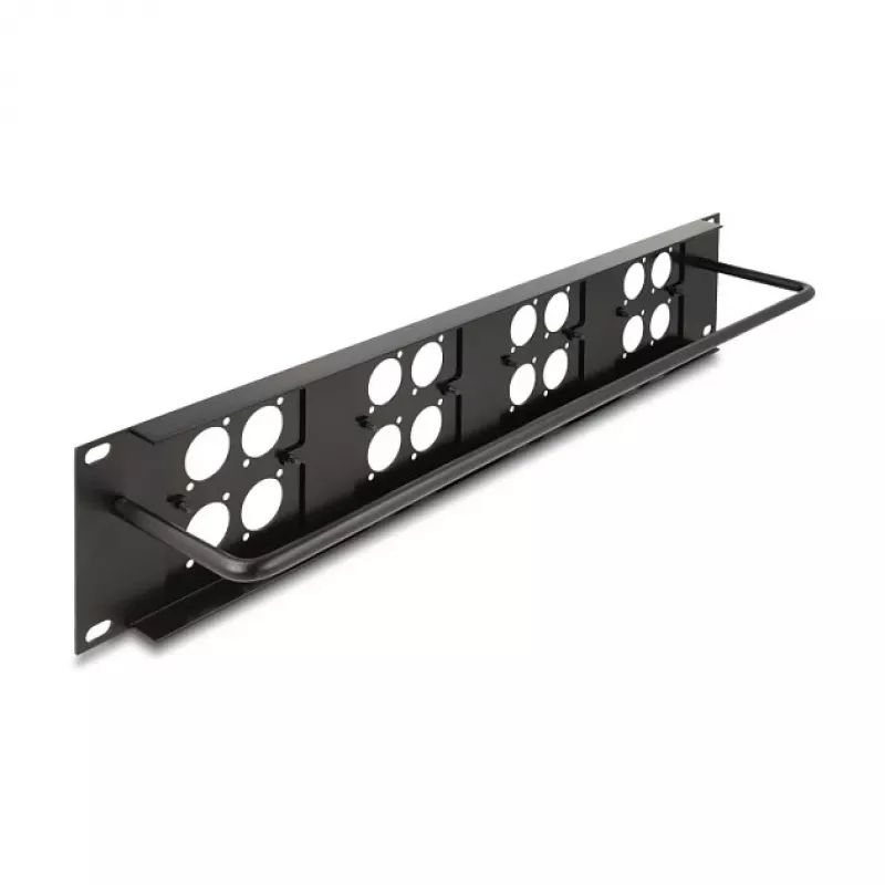 DeLOCK 88195 D-Type 19-inch patch panel with 4 plates, 16 ports, 2U, black