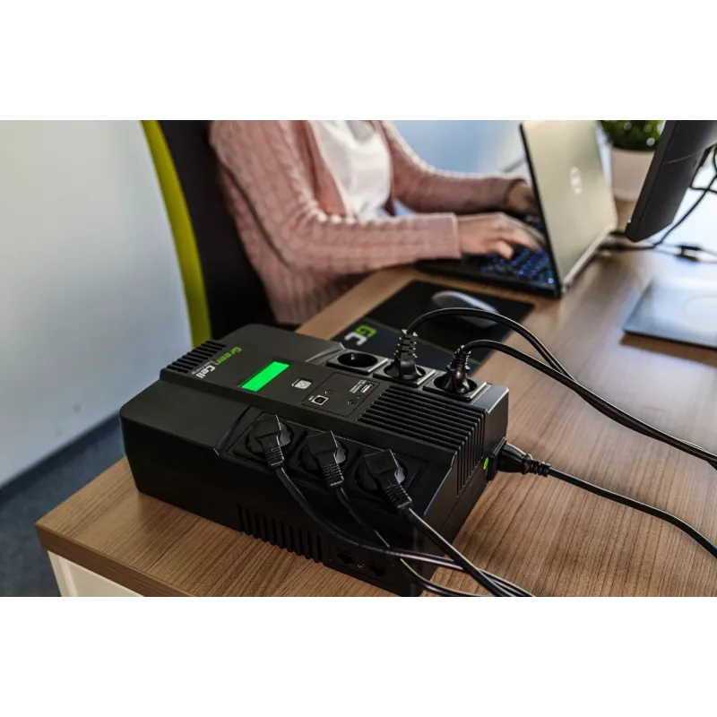 Uninterruptible Power Supply Green Cell UPS06, Line-Interactive 600 VA (360 W), 6 AC outlets, LCD, USB, RJ-45, 12 V 7 Ah battery