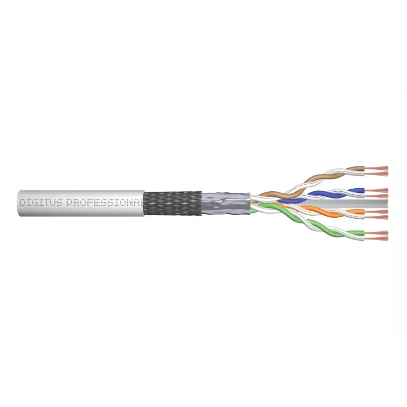 Network Cable Digitus CAT 6 SF/UTP twisted pair patch cord raw 305m Grey