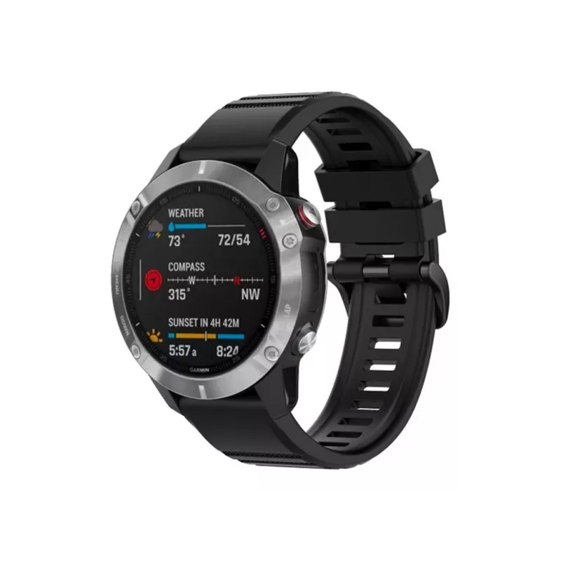 Silicone strap FIXED for Garmin QuickFit 26mm Black — replacement watch band 26 mm