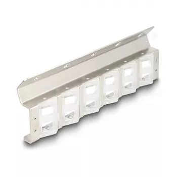 Keystone holder 12-port tiltable for 10 inch and 19 inch rack/wall mounting, DELOCK 67040, metal/plastic, silver, 77×222×27 mm