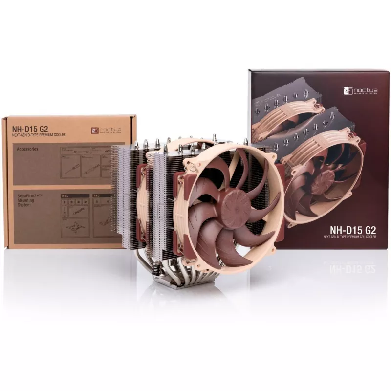 Air cooler Noctua NH-D15 G2 — dual-fan 140 mm CPU cooler, copper, 12 V, 1500 RPM max, compatible with LGA 1150/1151/1155/1156/1200/1700 and AM4/AM5