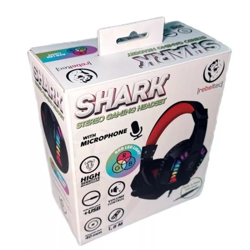 Rebeltec stereo headphones with microphone SHARK — wired on-ear design