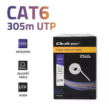 Patchcord UTP cable QOLTEC 50359 RJ45 CAT6 305m Blue