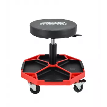 AWTOOLS Adjustable Workshop Seat with Black Line Dividers, 120 kg Load, Swivel Casters