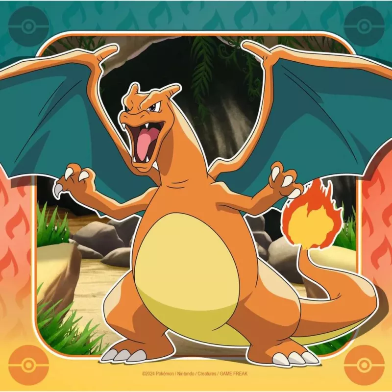 Jigsaw puzzle Ravensburger Pikachu, Charizard and Eevee — 147 pieces, for ages 5+, 210×? mm