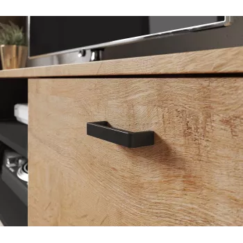 Cama Meble SOHO 140 TV Stand, Lefkas Oak/Black, 1400×430×370 mm