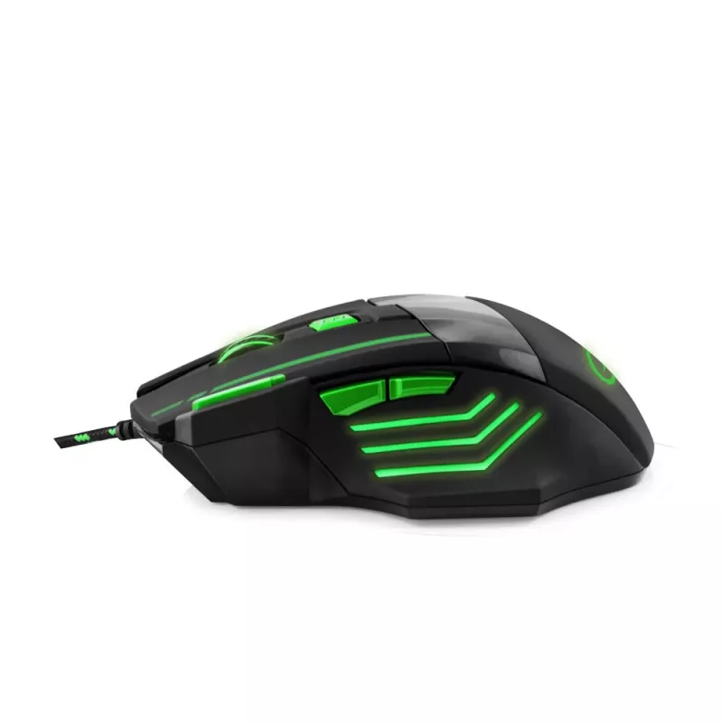 Wired Gaming Mouse ESPERANZA EGM201G — right-hand, optical 2400 DPI, 7 buttons, USB Type-A, 1.5 m cable, black/green