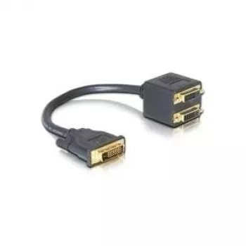DVI Adapter DeLOCK DVI25 M to 2x DVI25 F 0.2m Black