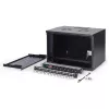 DIGITUS SOHO PRO 7U Wall-Mounted Network Cabinet Set, 19 inch, 60 kg Load, IP20, with 24-Port Cat6A Patch Panel, 24 Shielded Keystone Modules, 30x 0.25m S/FTP Patch Cables, 1U Shelf, 1U Power Strip, Black