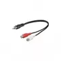 Wentronic Goobay RCA-Adapter Cable, Black, 0.2 m - RCA-Plug > 2x RCA-Socket (Audio left/right) (50005)