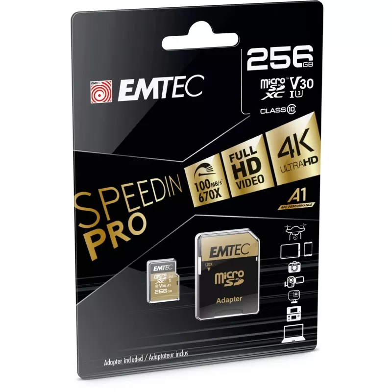 Flash memory Emtec SpeedIN Pro 256 GB MicroSDXC UHS-I Class 10