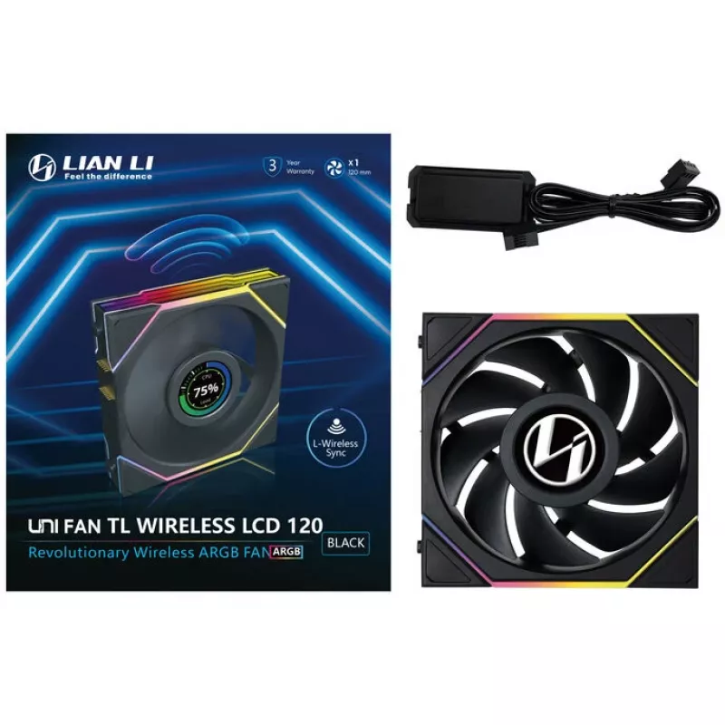 Fan Lian Li 12TLLCD1W1B 12 cm Black 1 pc 0.2-2300 RPM