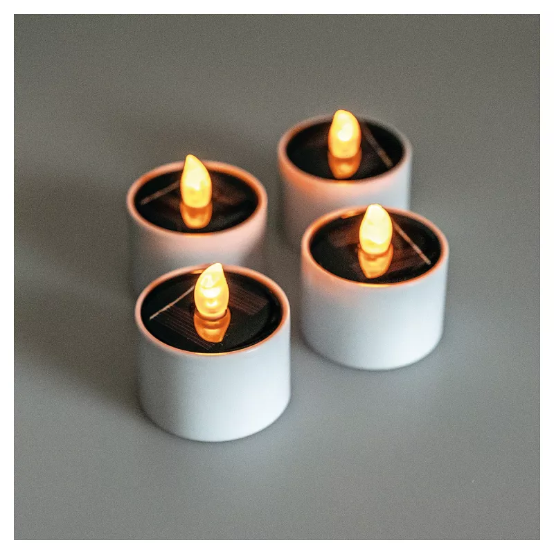 LED solar tealight RealPower STL-4, set of 4, battery-powered solar LED tea lights