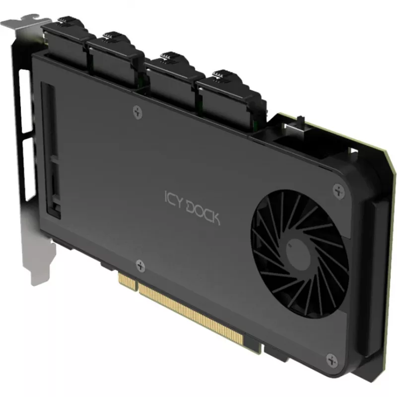 Mobile rack adapter card icy dock MB204MP-1B — 4 × M.2 NVMe SSD hot-swap mobile rack