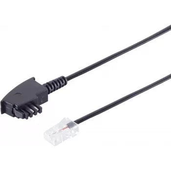 Telephone cable S-Impuls 70002-10, 10 m, TAE-F to RJ-45, black
