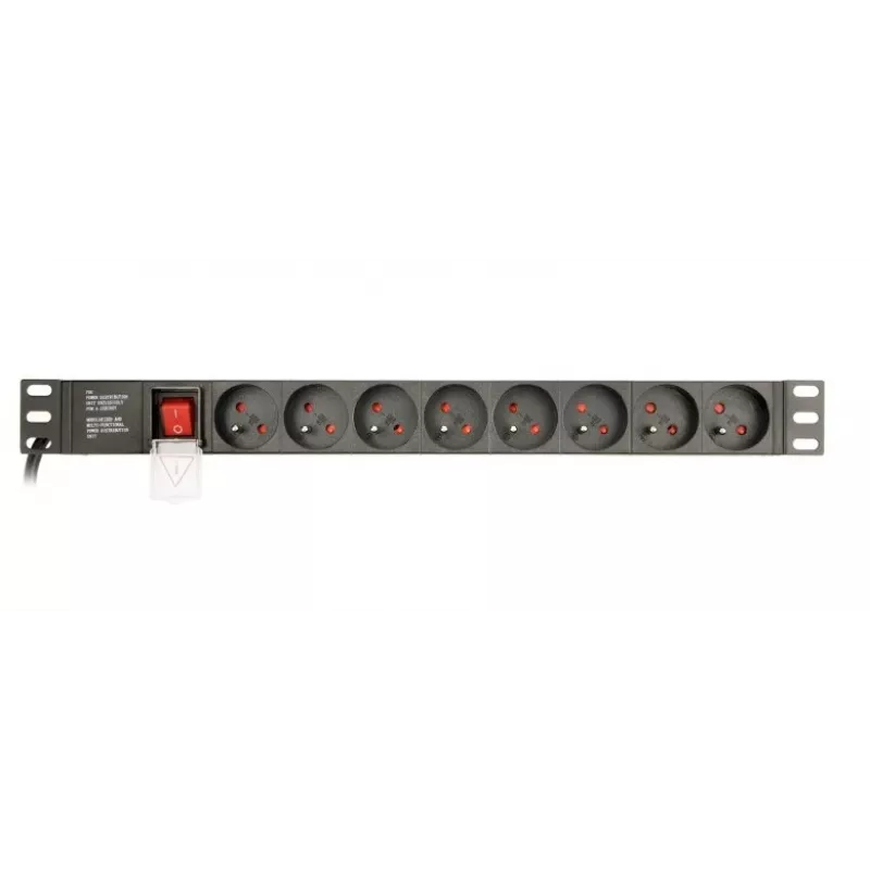 Power distribution unit Gembird EG-PDU-014-FC14, 8 AC outlets, C14 input, 3 m cable, 1U aluminium housing, 10 A, 3680 W