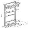 MACLEAN MC-910 Magnetic Kitchen Shelf Organizer with Towel Bar and 5 Hooks, Black, 5 kg Load Capacity