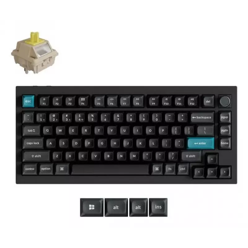 Mechanical keyboard Keychron Q1 Ultra 8K — 75% form, USB + RF Wireless + Bluetooth, RGB LED, Black