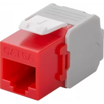 Wentronic Goobay CAT 6a KeyStone RJ45 Jack,Unshielded, 500MHz, Red-White (90689)