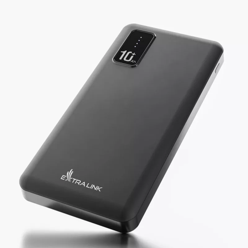 Power bank Extralink EPB-098B 10000 mAh, LiPo, 2× USB-A + 1× USB-C, black