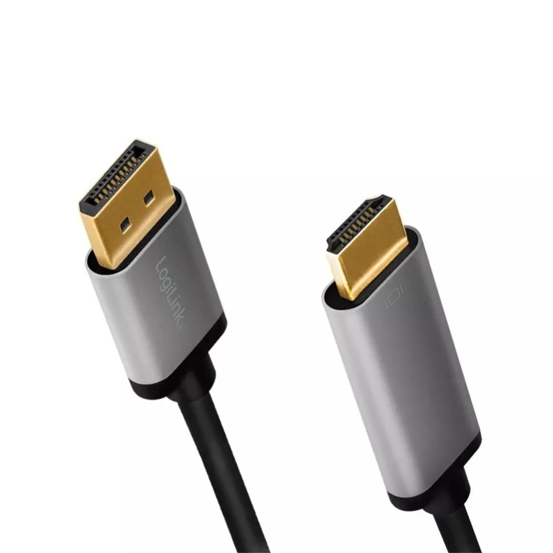 LogiLink CDA0107 video cable adapter 2 m DisplayPort HDMI Black Grey