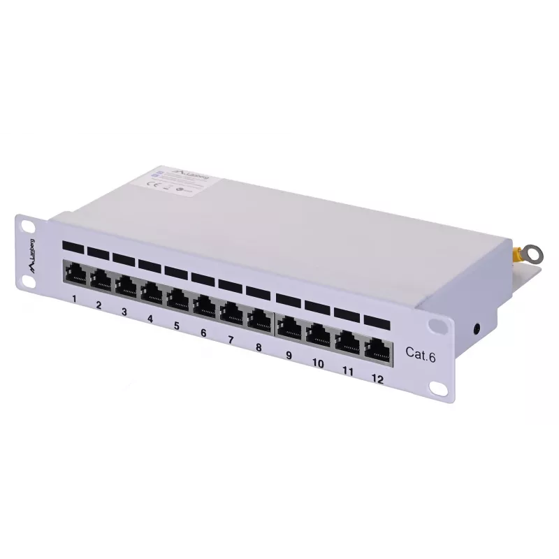 Patch panel LANBERG PPF6-9012-S, 12-port, metal, grey, 1U, 215×130×44.5 mm