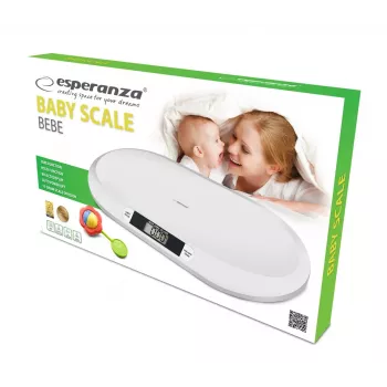 Electronic infant scale ESPERANZA EBS019 — capacity 0.03–20 kg, 0.01 kg division, large 60×25 mm LCD, white