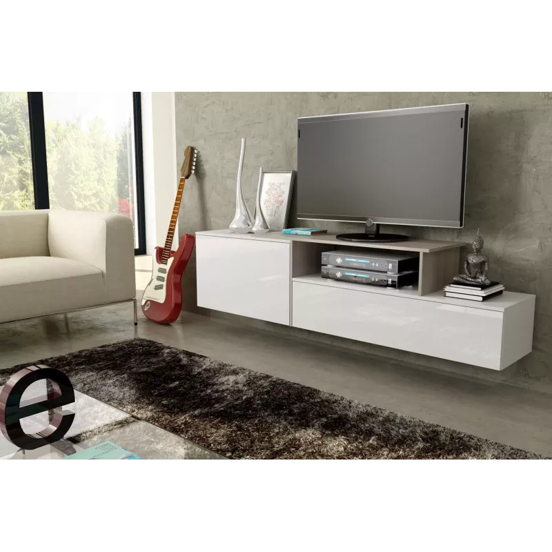 Cama TV cabinet SIGMA 3 180 white/white gloss + sonoma oak