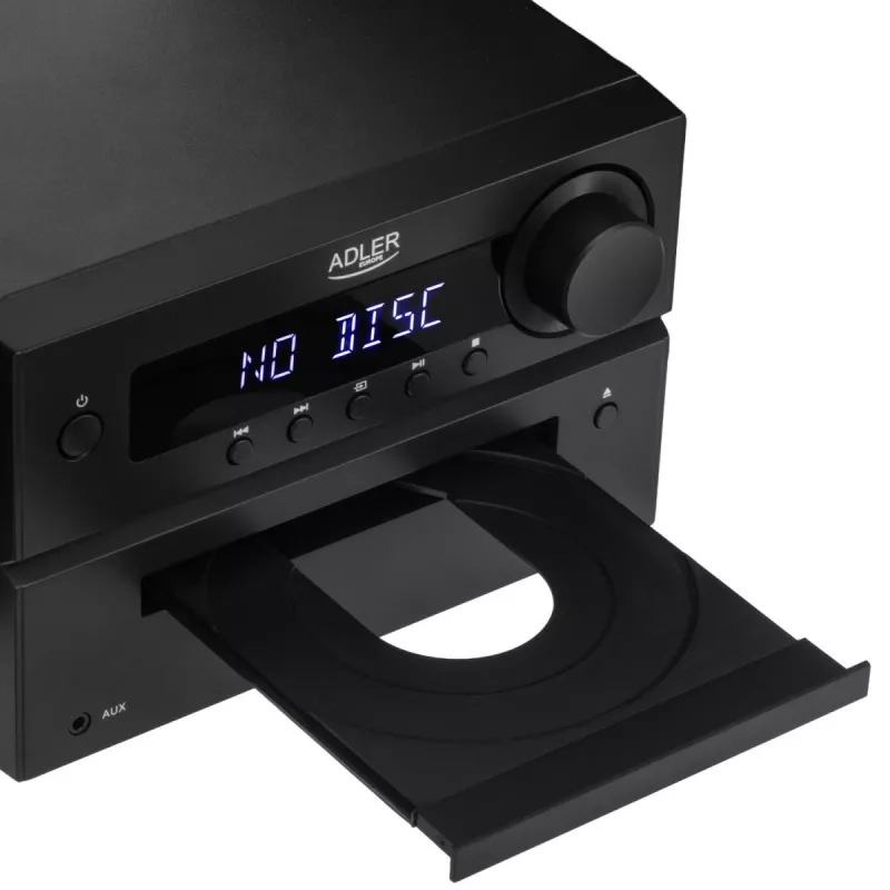 Mini Hi‑Fi Stereo System Adler AD 1917 — Bluetooth V5.3, CD/USB/MP3, 2×25W RMS, FM tuner, 4‑band EQ, AUX, Black